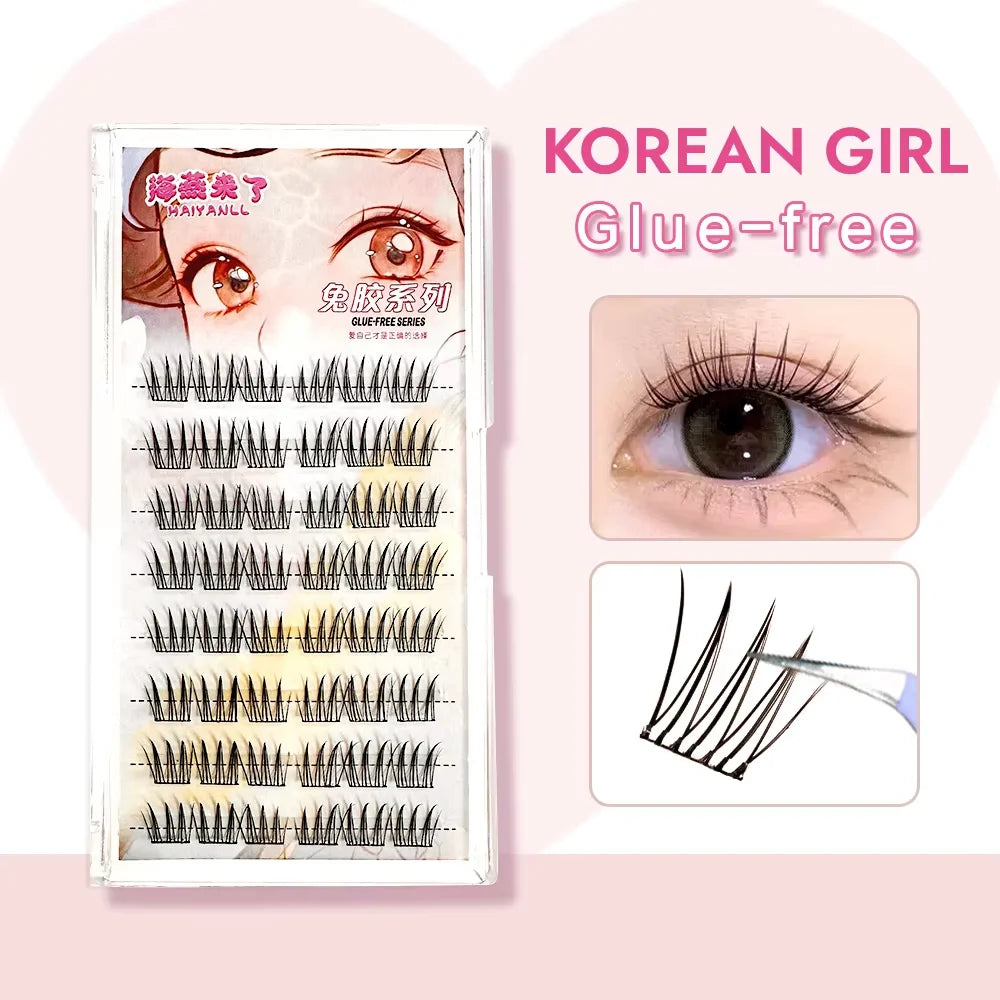 Faux Cils Auto-Adhésifs HISYI - 8 Rangées, Sans Colle, Look Naturel, Réutilisables (Lot de 8)