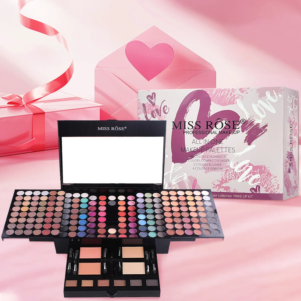 Palette Maquillage Professionnelle 142 Fards + 3 Blush + 3 Poudres Sourcils - MISS ROSE