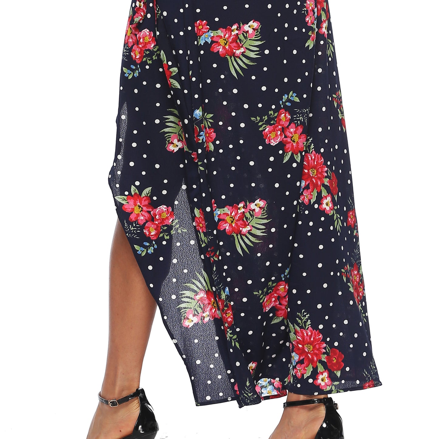 Cross-border European and American autumn long sleeve polka dot chiffon printed dress lace-up sexy split deep V dress female A1694