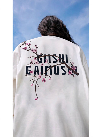 High-Quality Pure Cotton Embroidered Vine Floral Long-Sleeved T-Shirt for Women American Fashion Brand Design High Street Retro Casual