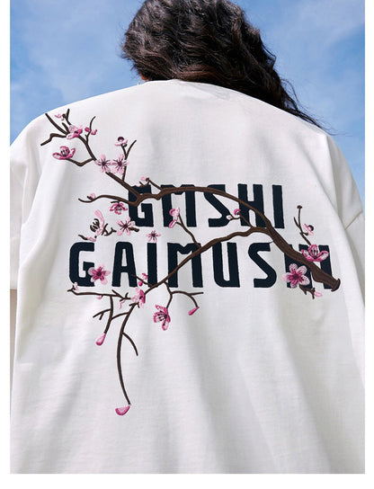 High-Quality Pure Cotton Embroidered Vine Floral Long-Sleeved T-Shirt for Women American Fashion Brand Design High Street Retro Casual