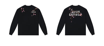 High-Quality Pure Cotton Embroidered Vine Floral Long-Sleeved T-Shirt for Women American Fashion Brand Design High Street Retro Casual