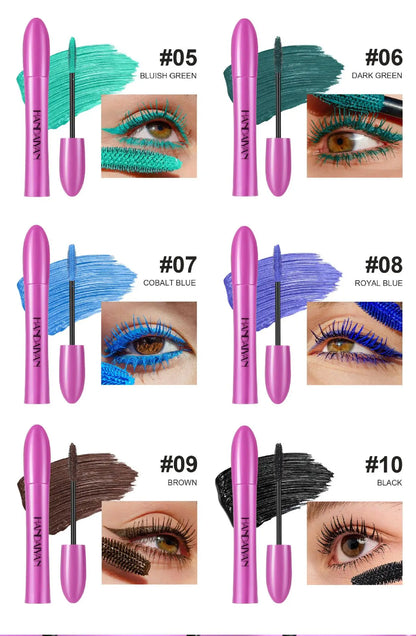 Colorful Silk Mascara Waterproof Mascara Blue Red Black Cream Thickening Lengthening Curling Smudge-Proof Makeup Cosmetic