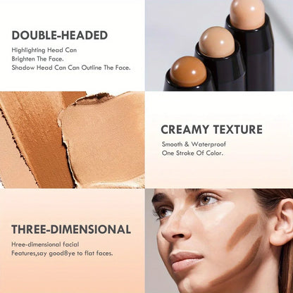 Stylo Highlighter & Contouring Double Tête - Waterproof, Longue Tenue