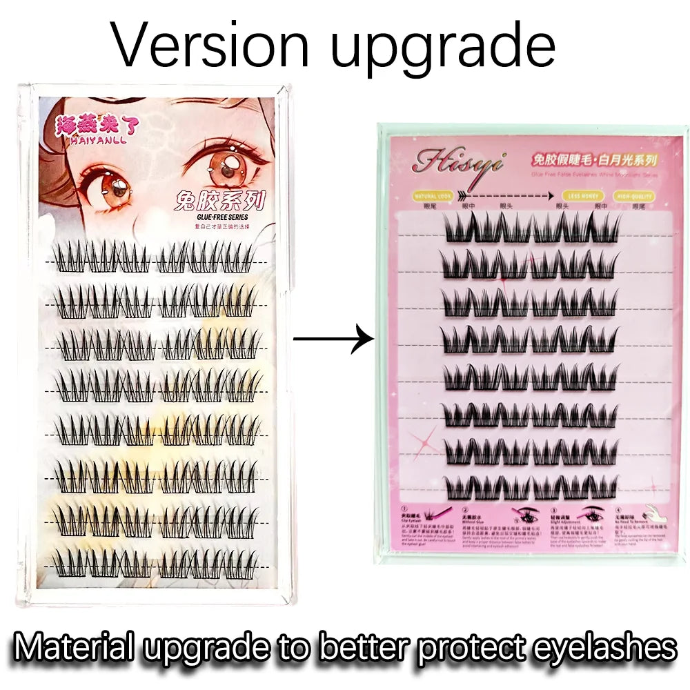 Faux Cils Auto-Adhésifs HISYI - 8 Rangées, Sans Colle, Look Naturel, Réutilisables (Lot de 8)