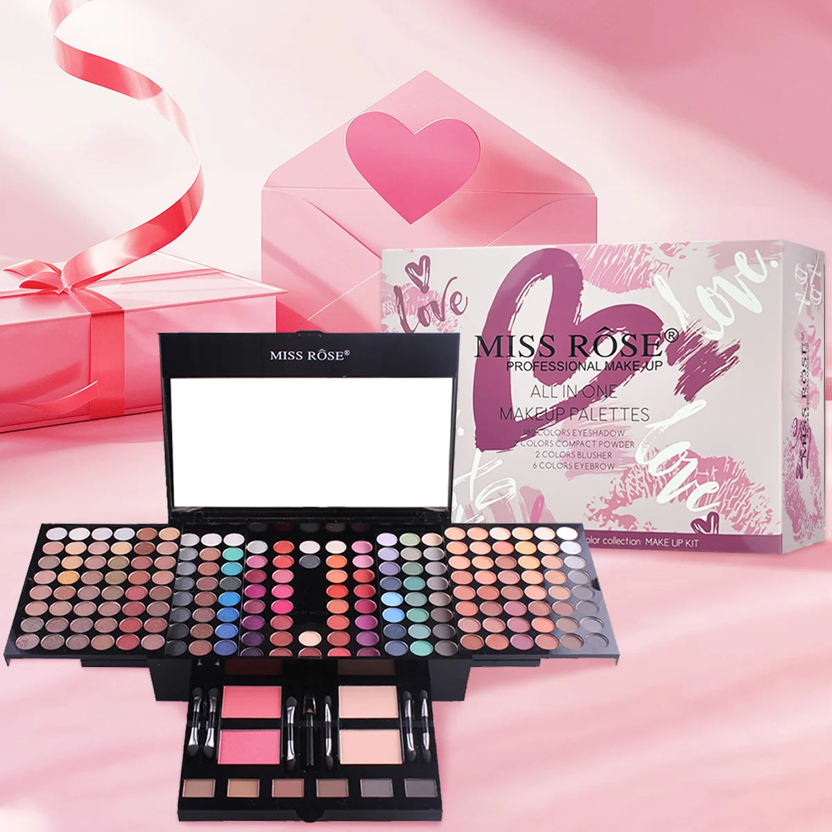 Palette Maquillage Professionnelle 142 Fards + 3 Blush + 3 Poudres Sourcils - MISS ROSE