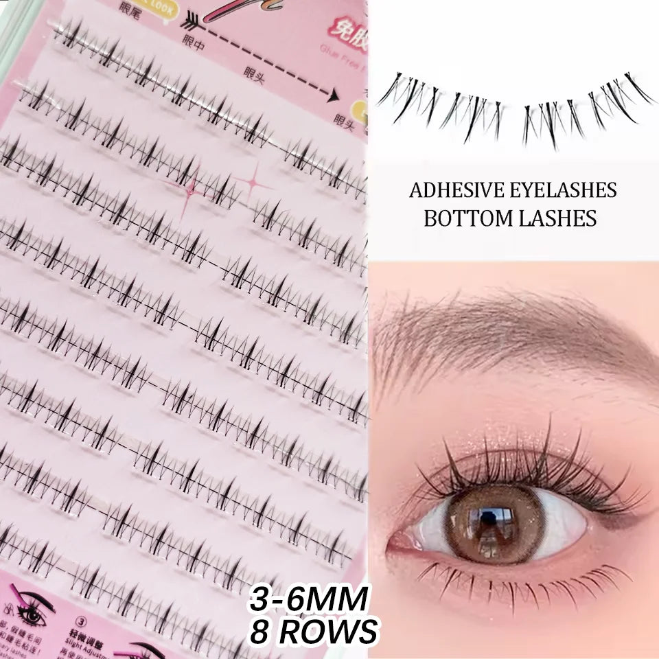 Faux Cils Auto-Adhésifs HISYI - 8 Rangées, Sans Colle, Look Naturel, Réutilisables (Lot de 8)