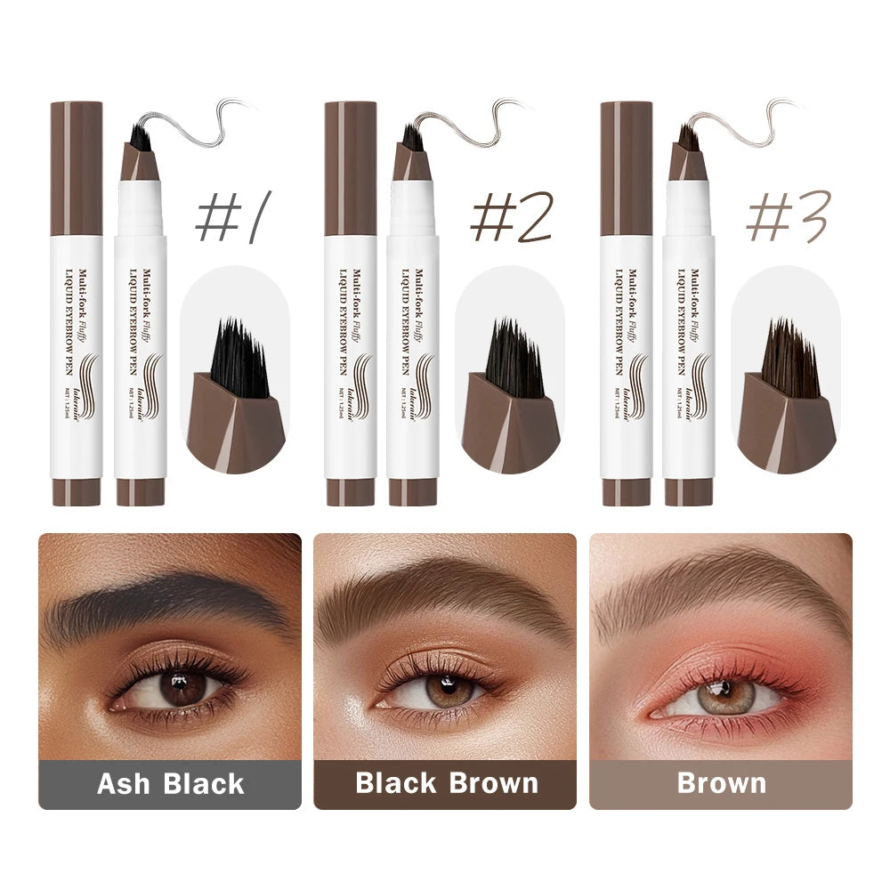 Stylo Sourcils 4D Liquide Multi-Fourches - Waterproof, Longue Tenue