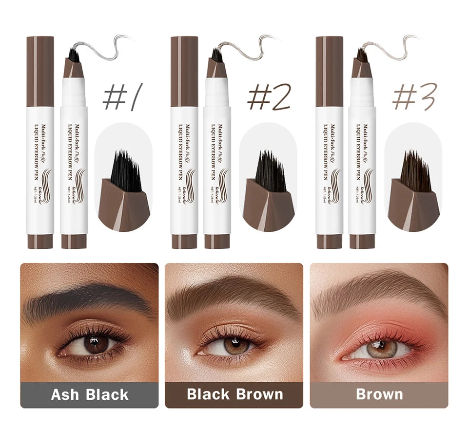Stylo Sourcils 4D Liquide Multi-Fourches - Waterproof, Longue Tenue