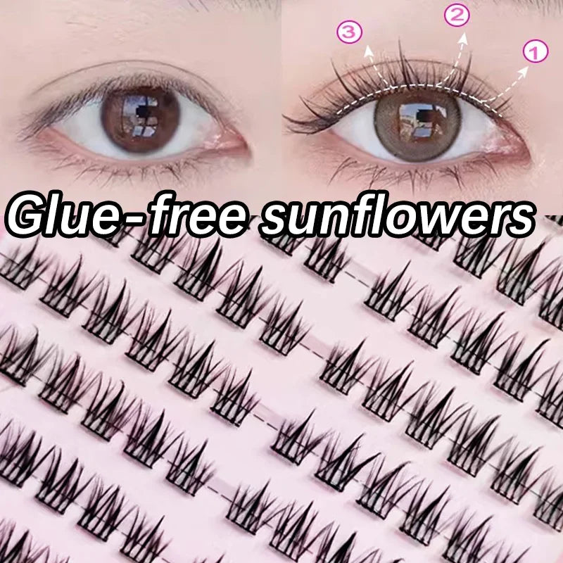 Faux Cils Auto-Adhésifs HISYI - 8 Rangées, Sans Colle, Look Naturel, Réutilisables (Lot de 8)