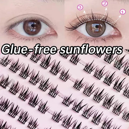 Faux Cils Auto-Adhésifs HISYI - 8 Rangées, Sans Colle, Look Naturel, Réutilisables (Lot de 8)