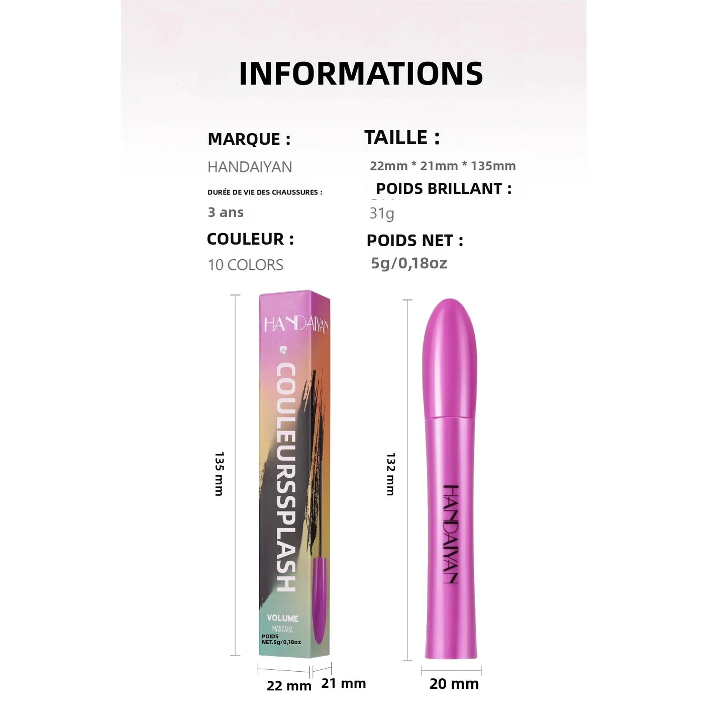 Colorful Silk Mascara Waterproof Mascara Blue Red Black Cream Thickening Lengthening Curling Smudge-Proof Makeup Cosmetic