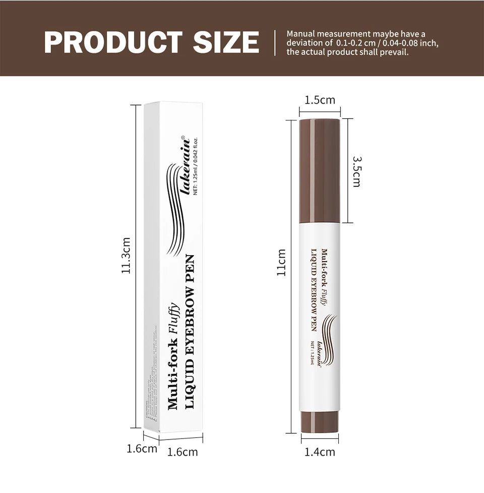 Stylo Sourcils 4D Liquide Multi-Fourches - Waterproof, Longue Tenue
