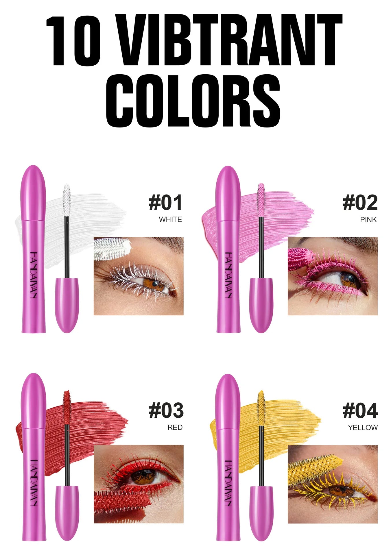 Colorful Silk Mascara Waterproof Mascara Blue Red Black Cream Thickening Lengthening Curling Smudge-Proof Makeup Cosmetic