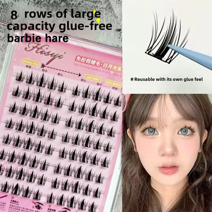 Faux Cils Auto-Adhésifs HISYI - 8 Rangées, Sans Colle, Look Naturel, Réutilisables (Lot de 8)