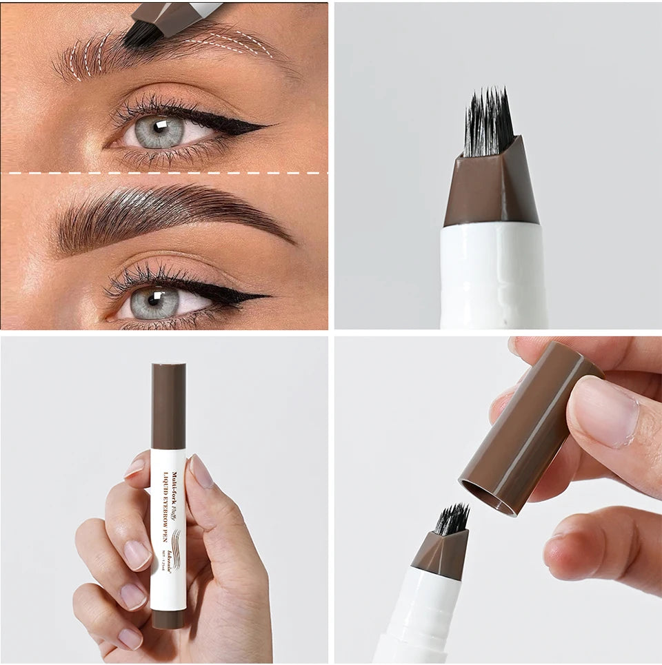 Stylo Sourcils 4D Liquide Multi-Fourches - Waterproof, Longue Tenue