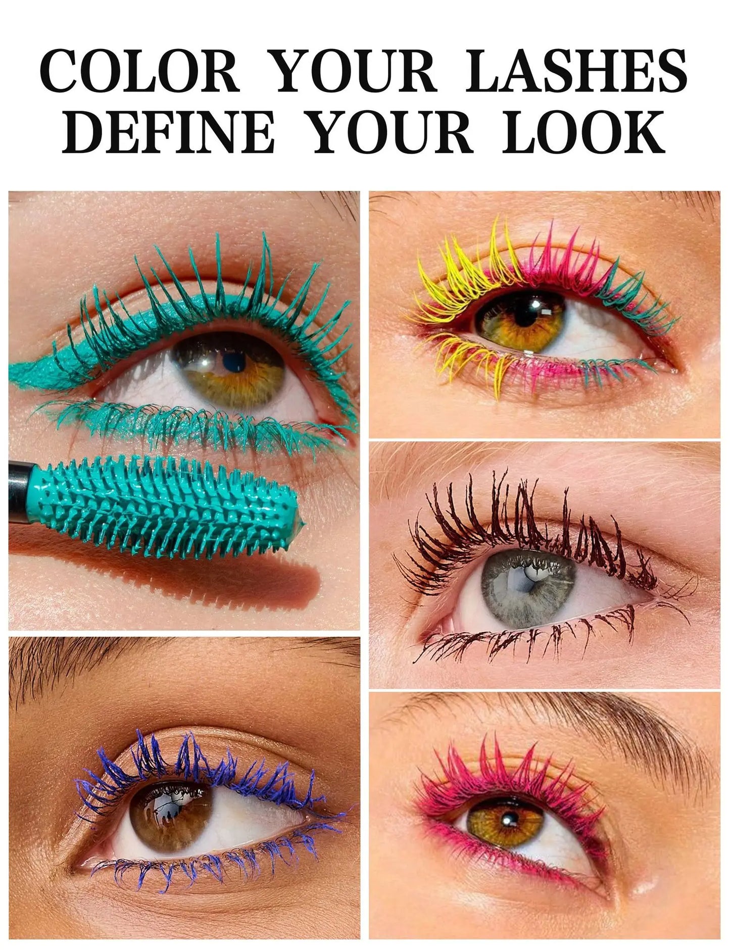 Colorful Silk Mascara Waterproof Mascara Blue Red Black Cream Thickening Lengthening Curling Smudge-Proof Makeup Cosmetic