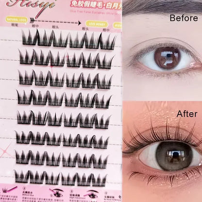 Faux Cils Auto-Adhésifs HISYI - 8 Rangées, Sans Colle, Look Naturel, Réutilisables (Lot de 8)