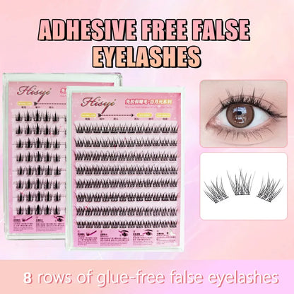 Faux Cils Auto-Adhésifs HISYI - 8 Rangées, Sans Colle, Look Naturel, Réutilisables (Lot de 8)