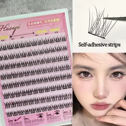 Faux Cils Auto-Adhésifs HISYI - 8 Rangées, Sans Colle, Look Naturel, Réutilisables (Lot de 8)