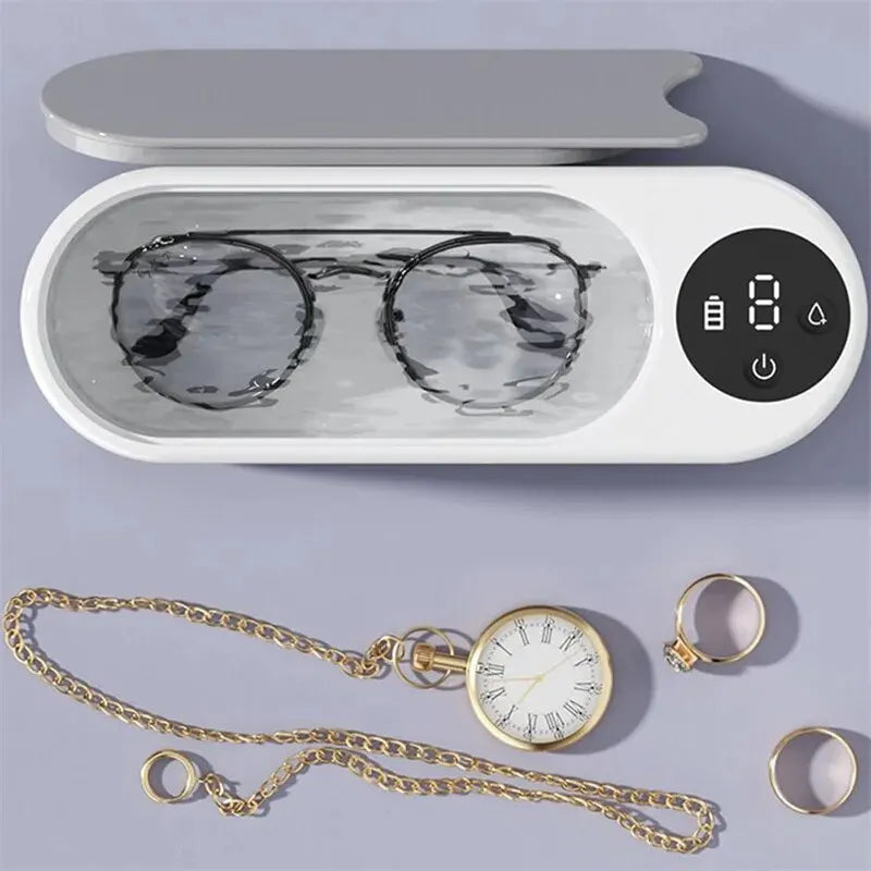 Machine Nettoyante Ultrasonique Portable - 450ml, pour Bijoux, Lunettes et Pinceaux Maquillage