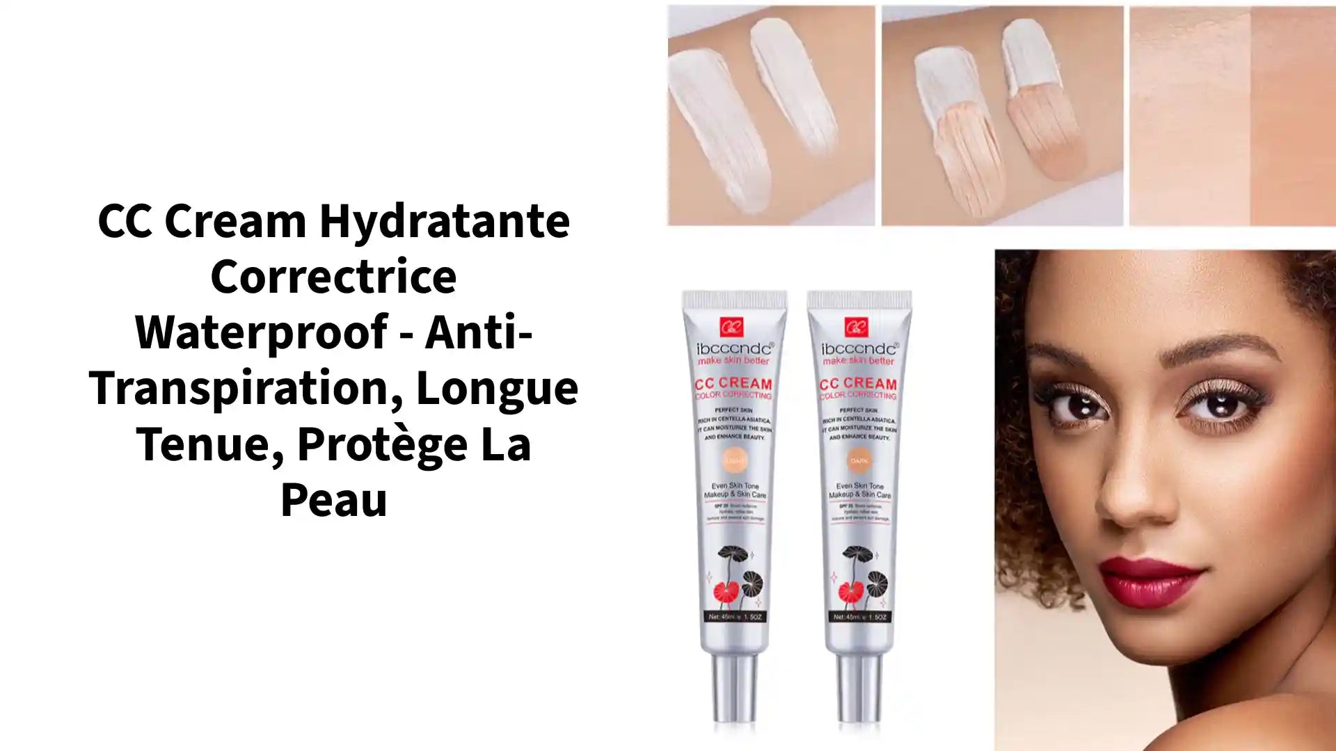 CC Cream Hydratante Correctrice Waterproof - Anti-Transpiration, Longue Tenue, Prot&egrave;ge la Peau by@Outfy